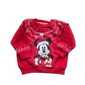 Disney Mickey Christmas Crew Neck Red Sweatshirt Toddler Boy Size 18 Months